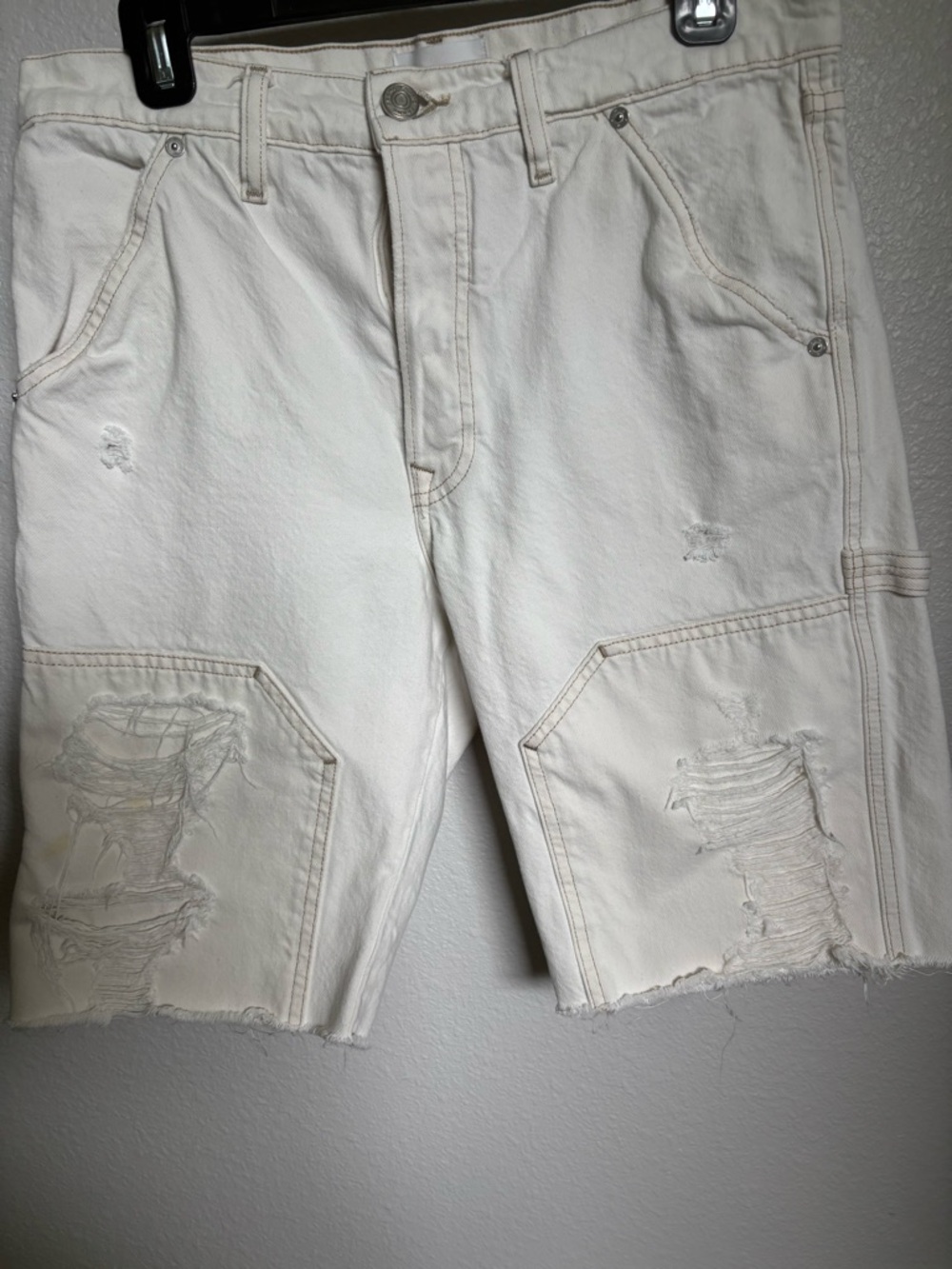 Frame Denim Distressed White Jean Shorts
